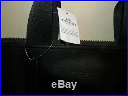COACH F104411241 Black Embossed Calf Leather Fold Over Laptop Travel Bag, NWT
