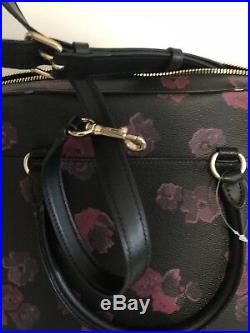 COACH F38985 Womens Work LAPTOP Leather BAG Handbag FLORAL ID Card Set Black