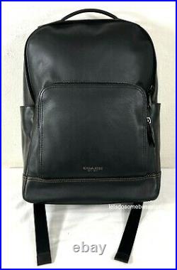 COACH Graham Leather Backpack Laptop Book Bag Tablet Black F37599 NWT Mens