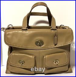 COACH Hamptons Legacy CAMEL TAN Leather Laptop Travel Briefcase Business Bag