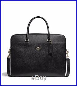 COACH LAPTOP BAG WOMAN'S LEATHER CROSSBODY Black/Gold NWT F39022 MSRP$395