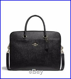 COACH LAPTOP BAG WOMAN'S LEATHER CROSSBODY Black/Gold NWT F39022 MSRP $395