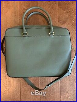 COACH LAPTOP BAG WOMAN'S LEATHER CROSSBODY Military Green/gold
