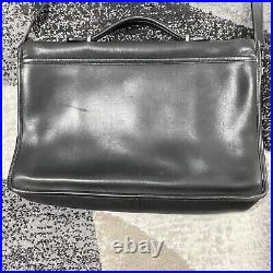 COACH Lexington Messenger Bag Black Leather Turn lock Flap Laptop Briefcase VTG