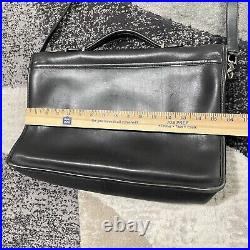 COACH Lexington Messenger Bag Black Leather Turn lock Flap Laptop Briefcase VTG