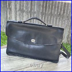 COACH Lexington Messenger Bag Black Leather Turn lock Flap Laptop Briefcase VTG