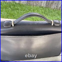 COACH Lexington Messenger Bag Black Leather Turn lock Flap Laptop Briefcase VTG