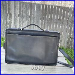 COACH Lexington Messenger Bag Black Leather Turn lock Flap Laptop Briefcase VTG