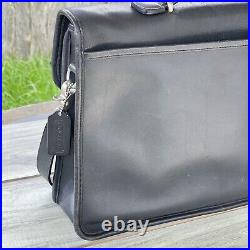 COACH Lexington Messenger Bag Black Leather Turn lock Flap Laptop Briefcase VTG