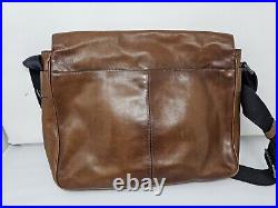 COACH Light Brown Leather Messenger Laptop Bag Nylon Strap. Pre-owned