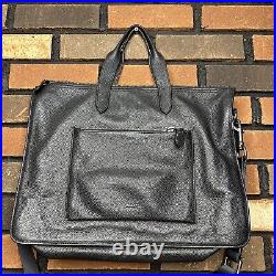 COACH Metropolitan Soft Brief Refined Pebbled Black Leather 32249