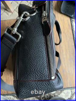 COACH Pebble Leather Briefcase/ Laptop Black Unisex Messenger Bag