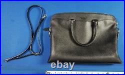 COACH Portfolio Brief F68029 Black Leather Laptop Bag with Leather Strap Pristine