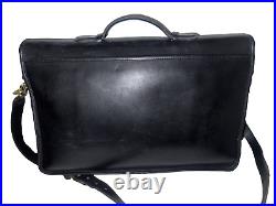 COACH Purse Vintage Black Leather Flap Turnlock Laptop Messenger Bag Briefcase