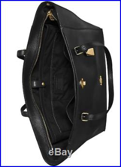 COACH Turnlock Laptop Tote Crossgrain Black Leather 29086 Handbag Shoulder Bag