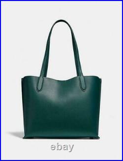 COACH Willow Leather Tote Handbag Laptop Bag Purse in Forest Pine Green NWT