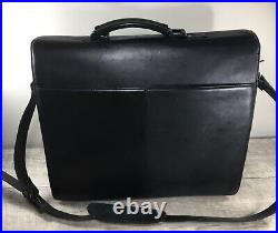 Calvin Klein Black Leather Shoulder Bag Briefcase Messenger School Laptop Pack