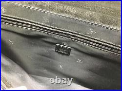 Calvin Klein Black Leather Shoulder Bag Briefcase Messenger School Laptop Pack