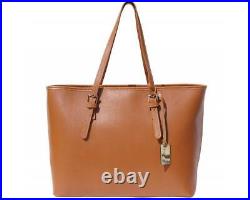 Camel Brown Italian Large Leather Shoulder Bag Laptop Bag Weekender
