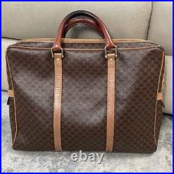 Celine Brown Macadam Briefcase Business Laptop Bag Top Handle