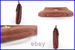 Chanel Jumbo Burgundy Quilted Suede Attache Business Kelly Briefcase 1CK1219