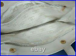 Chanel White Leather Monogram Computer Handbag Purse Has Wear