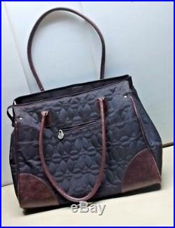 Chelsey Henry Bags Women's Black Brown Nylon Leather Hand Laptop Tote Purse Bag