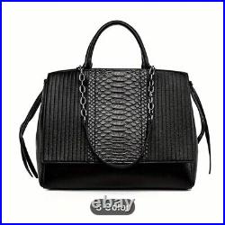 Chic Black Laptop Shoulder Bag for Women Fashionable Office Handbag