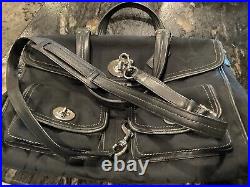 Coach 12979 Hamptons Black Signature With Leather Legacy Laptop Briefcase Bag