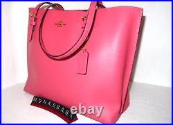Coach 1671 New Large Mollie Double Face Leather Tote Bag Watermelon Pink NWT$428