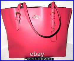 Coach 1671 New Large Mollie Double Face Leather Tote Bag Watermelon Pink NWT$428