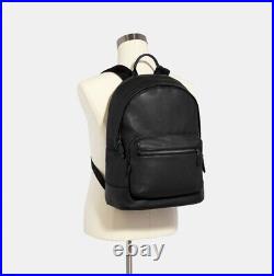 Coach (2854) West Large Black Refined Pebbled Leather Backpack Shoulder Bookbag