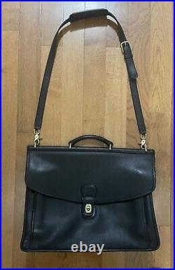 Coach Beekman 5266 Leather Messenger Laptop Briefcase Bag Black Vintage