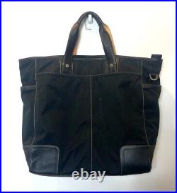 Coach Black Canvas & Leather Trim Large Tote / Weekender Bag With Shoulder Strap