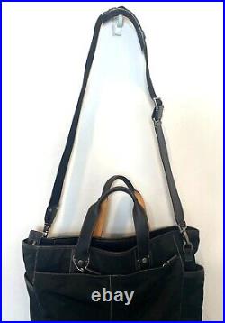 Coach Black Canvas & Leather Trim Large Tote / Weekender Bag With Shoulder Strap