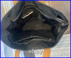 Coach Black Canvas & Leather Trim Large Tote / Weekender Bag With Shoulder Strap