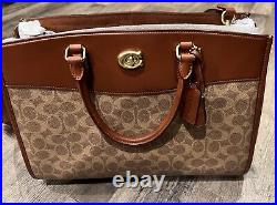 Coach Brooke Carryall Signature Canvas & Leather Tan Rust Bag Style CE 731 NWT