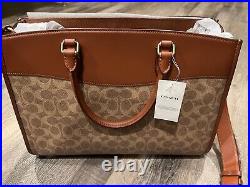 Coach Brooke Carryall Signature Canvas & Leather Tan Rust Bag Style CE 731 NWT