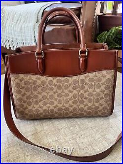 Coach CE731 Brooke Carryall In Signature Canvas Leather Tan Rust Large Bag