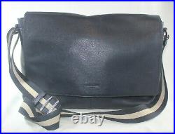 Coach Charles Navy Blue Pebbled Leather Messenger Satchel Laptop Shoulder Bag