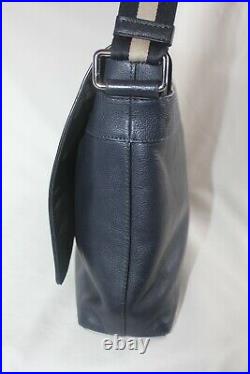 Coach Charles Navy Blue Pebbled Leather Messenger Satchel Laptop Shoulder Bag