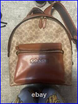 Coach Charter Logo Embossed Backpack Tan/Rust Original price $475-$500