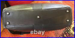 Coach F05745 Black Leather Business Briefcase Laptop Shoulder Cross Body Bag EUC