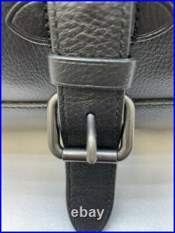 Coach F23204 Hudson Pebbled Black Leather Unisex Messenger Laptop Shoulder Bag