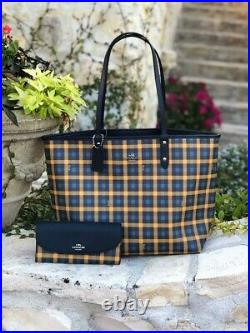 Coach Gingham Plaid check Reversible tote handbag/wallet NWT laptop Bag