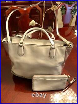 Coach Gray Posey Leather Satchel With Matching Wallet