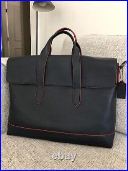 Coach Hamilton Messenger Bag Briefcase Navy with Red Trim
