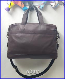 Coach Hudson Brown Leather Briefcase Laptop Messenger Crossbody Bag