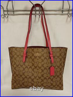 Coach Mollie Signature Large Brown & Pink Tote Bag