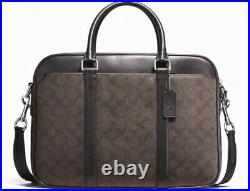 Coach Perry Slim Brief In Signature Canvas Brown Logo Laptop AS IS Check Photos